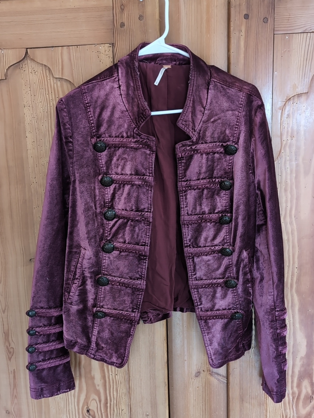 Nwot -Women's Velvet Military-Style Jacket in Deep Plum